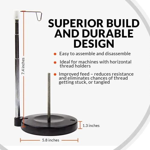 Vista 8 de Soporte ajustable para carrete de hilo único – Soporte independiente para hilo de bordado, costura o acolchado – Base de plástico pesado para una