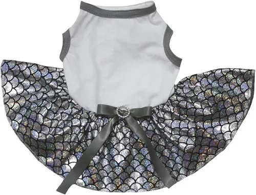 Vista 4 de Petitebella Vestido para perro cachorro con tutú de sirena brillante (negro/dorado, talla XS)