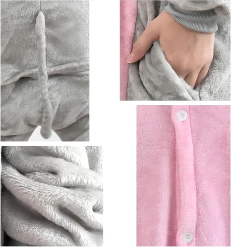 Vista 4 de U-ParBoo Pijama de franela de una pieza para disfraz de Halloween, diseño de animal