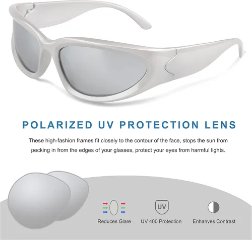 Vista 3 de KENBO POLARIZED Wrap Around Fashion Sunglasses For Women Men Oval Frame Sun Glasses Sports Sunglasses Trendy Y2K Glasses