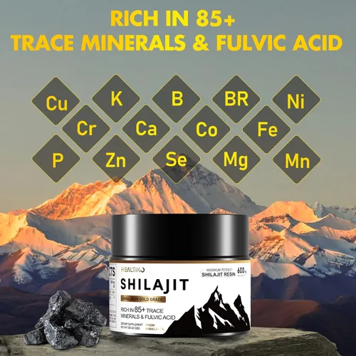 Vista 7 de Resina Shilajit, Shilajit orgánica del Himalaya, 600 mg de potencia de grado oro, Shilajit para hombres y mujeres con más de 85 minerales y ácido