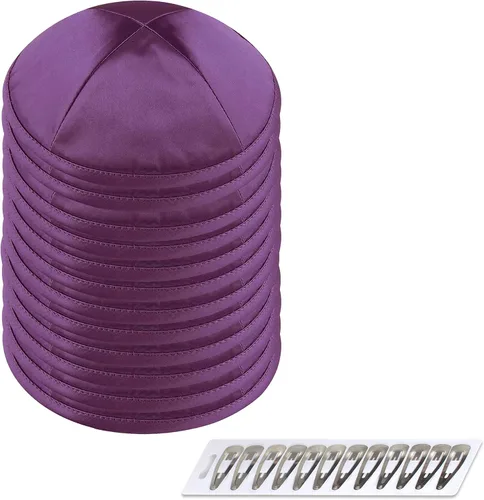 Vista 78 de Zion Judaica Deluxe Satin Kippah Yarmulkes para niños, adolescentes y adultos, 6.25 pulgadas, opciones multicolores, diseño de 4 paneles Negro