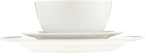 Vista 6 de Amazon Basics Juego de vajilla de cocina, apto para microondas y lavavajillas, platos, cuencos, servicio para 6, 18 piezas, color blanco
