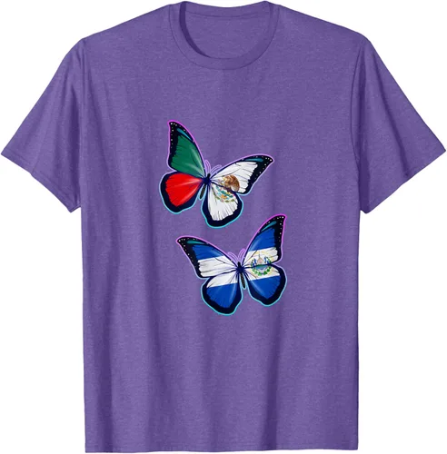 Vista 5 de Raíces biculturales de El Salvador y México. Versión mariposa Camiseta, Negro