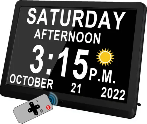 Vista 7 de Véfaîî Reloj digital de demencia con fecha y hora para ancianos, 10 niveles de atenuación automática, 19 alarmas y recordatorios personalizados