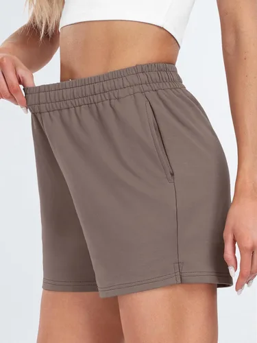 Vista 104 de AUTOMET Pantalones cortos deportivos para mujer, estilo casual, con cordón, cómodos, elásticos, de cintura alta, con bolsillos