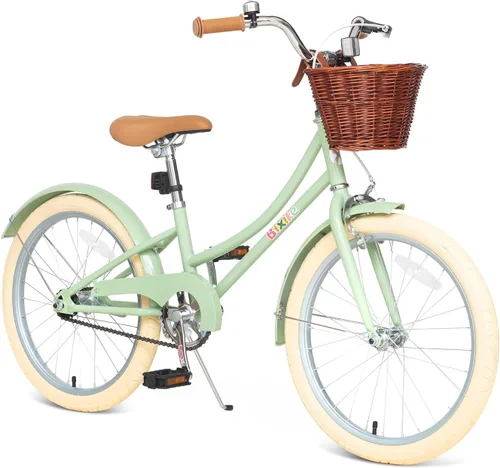 Vista 6 de Bixike Bicicleta de diseño retro para niñas con cesta y freno de posavasos para niños de 3 a 13 años, bicicleta de crucero de 14, 16, 18 pulgadas