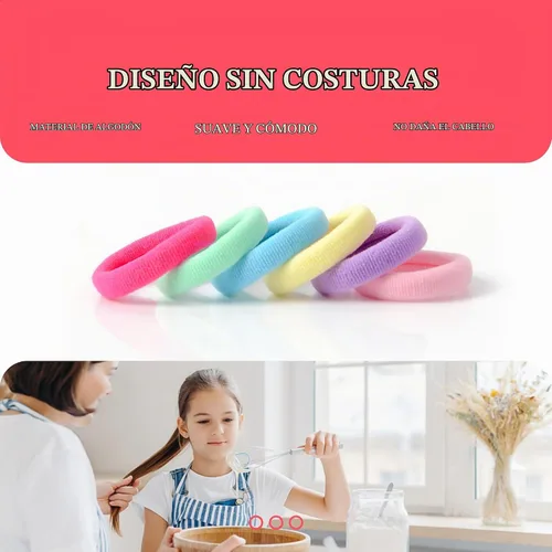 Vista 8 de 500 ligas para el cabello de bebé y niña, bandas elásticas para el cabello para niñas, 23 colores de algodón de caramelo, accesorios para el cabello