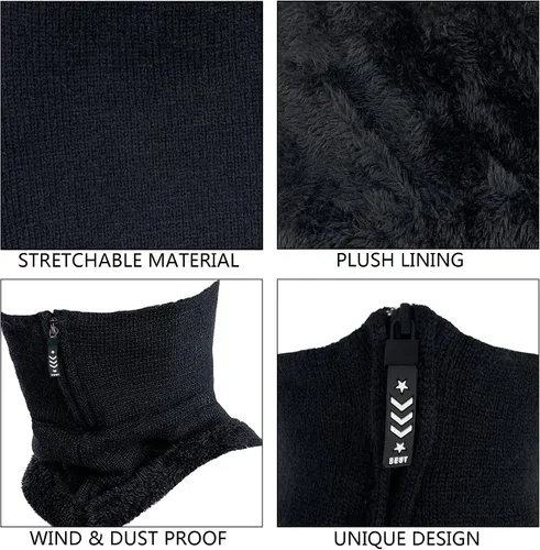 Vista 3 de QUEBEAR Pasamontañas para hombre y mujer con capucha de forro polar para ciclismo esquí máscara de invierno