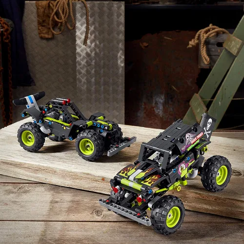 Vista 8 de LEGO Technic Monster Jam Grave Digger 42118 Set – Juguete de camión a buggy todoterreno, motor de retroceso, conjunto de juego de construcción