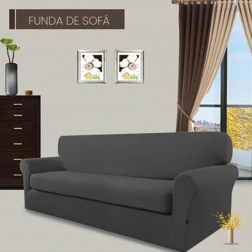 Vista 2 de Easy-Going - Funda elástica de microfibra de 2 piezas para sofá, funda suave de elastano, lavable, parte inferior elástica, protector para muebles
