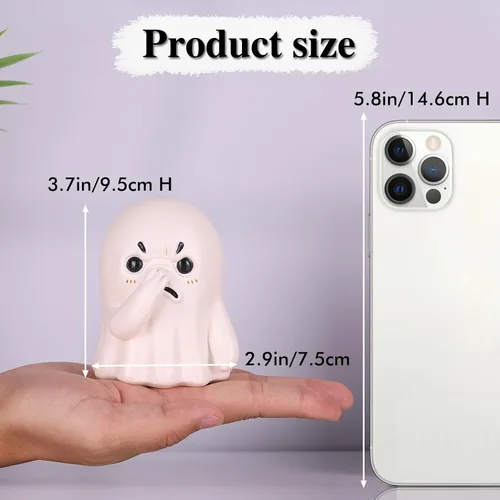 Vista 3 de orenm Figuras de fantasmas de nariz que sostiene la nariz, bonita decoración de Halloween, figuras de fantasmas de resina para interiores, divertida
