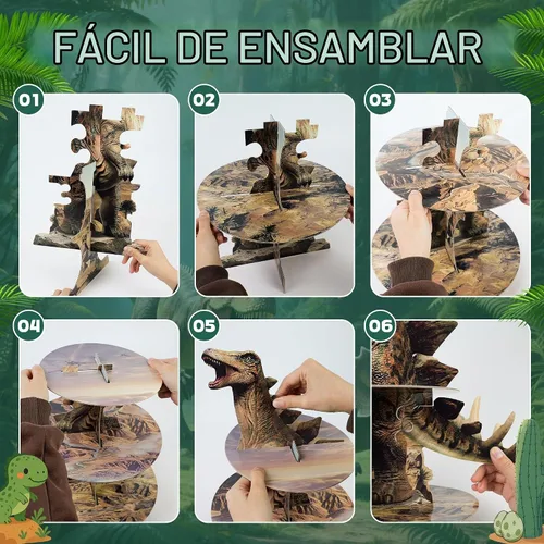 Vista 4 de Stegosaurus - Soporte para cupcakes de dinosaurio, 3 niveles, decoración