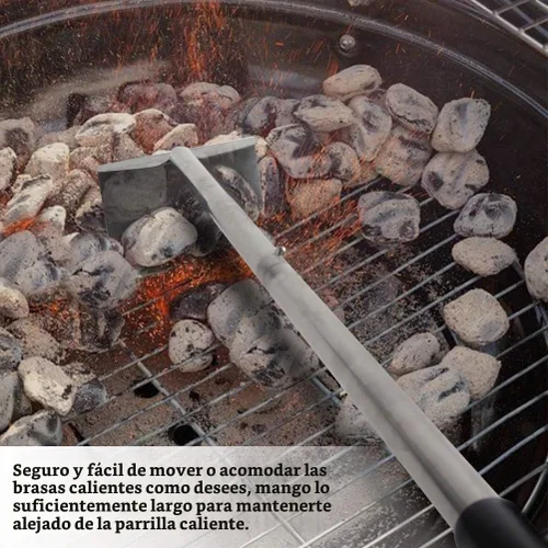 Vista 5 de Rastrillo para Parrilla de Carbón, Accesorios de Herramienta para Cenizas, Rastrillo de Cenizas para Parrilla Kettle de Carbón y Horno de Pizza