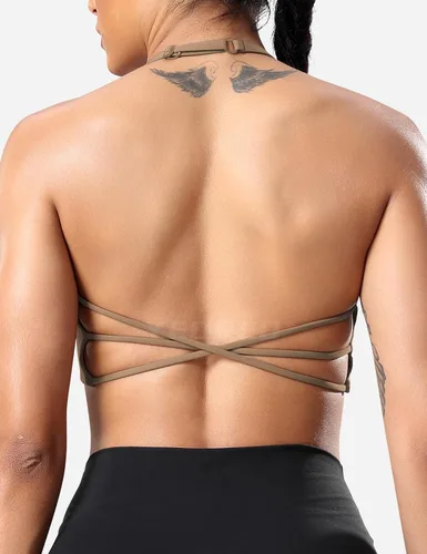 Vista 3 de YEOREO Sujetador deportivo para mujer, brasier deportivo de entrenamiento con tirantes cruzados, brasier de espalda cruzada extraíble, con relleno