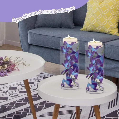 Vista 4 de 60 cabezas de orquídeas artificiales, 12 piezas de flores de orquídeas artificiales para velas flotantes, centros de mesa de boda, decoración