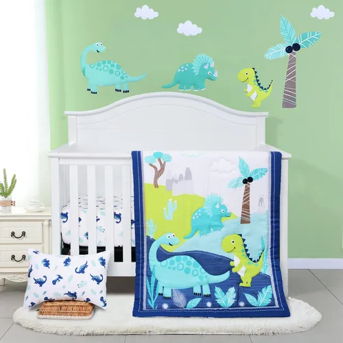 Vista 17 de JISEN Juego de cama de cuna de 3 piezas para bebés, niños y niñas, color Oso