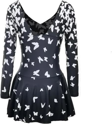 Vista 7 de NESY Traje de baño de manga larga para mujer, de una pieza, con protección contra erupciones, traje de baño Boyleg UPF 50+, vestido de natación