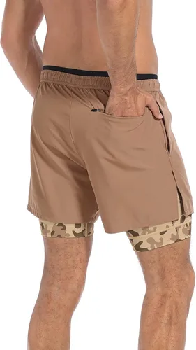 Vista 5 de LRD Pantalones cortos de entrenamiento para hombre con forro de compresión de 5 pulgadas de entrepierna