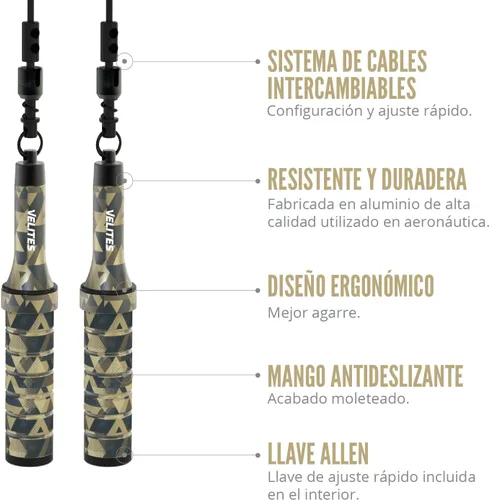 Vista 2 de Velites - Cuerda de saltar Earth 2.0 - Cuerda oficial de juegos CrossFit - Cuerda de velocidad profesional de aluminio para doble bajo, fitness
