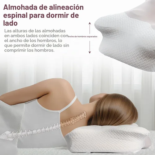 Vista 4 de Almohada cervical cervical para dormir, almohada ergonómica ajustable, almohada de contorno de cuello para dormir lateral para adultos, almohada