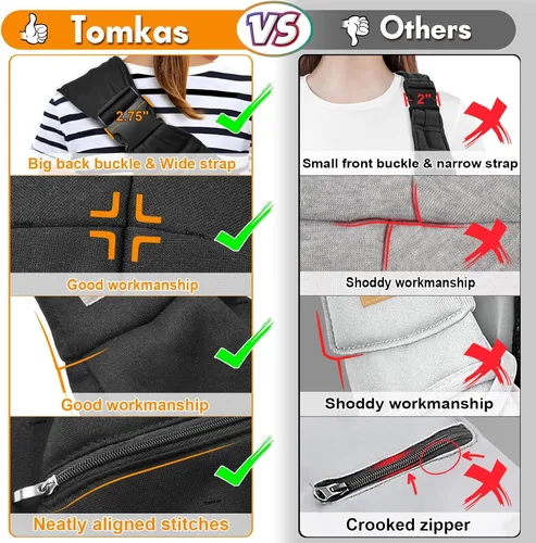 Vista 4 de TOMKAS - Transportador de perros estilo canguro para perros pequeños (negro, para mascotas de 2 a 7 libras)