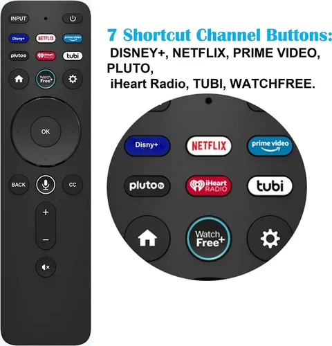 Vista 2 de Control remoto por voz XRT260 Reemplazo para Vizio V-Series M-Series P-Series 4K HDR Smart TV con Disney+/Netflix/Prime Video/Pluto/iHeart