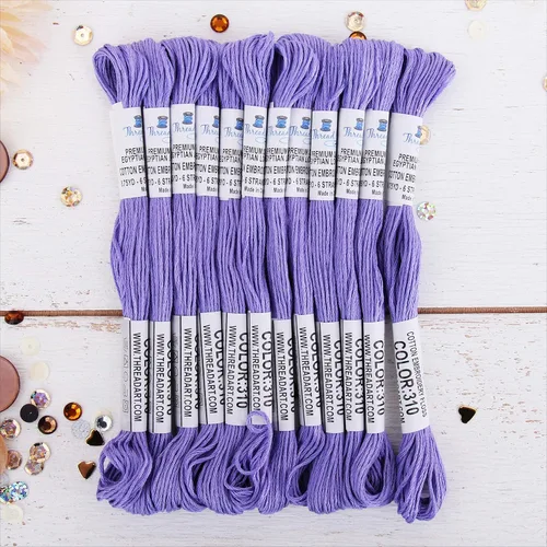 Vista 35 de 12 madejas ThreadArt Premium de hilo de bordar de algodón egipcio de fibra larga Gris antiguo 6 hilos divisibles de 8.75 yardas cada uno