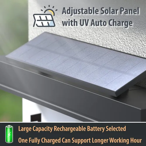 Vista 3 de Placa de dirección para casas, panel solar ajustable alimentado por energía solar, 3 colores de iluminación, números de casa, señal de dirección