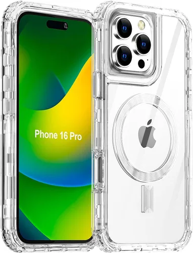 Vista 12 de AICase para iPhone 16 Plus, Funda Transparente Compatible con MagSafe, Protección contra Caídas de 3 en 1, Resistente a Prueba