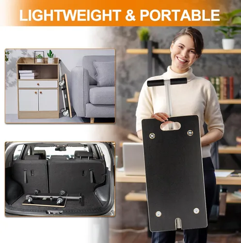 Vista 6 de Plataforma rodante rectangular de madera resistente con asa - Capacidad de 441 libras, ruedas TPR de 3 pulgadas, transportador multifuncional
