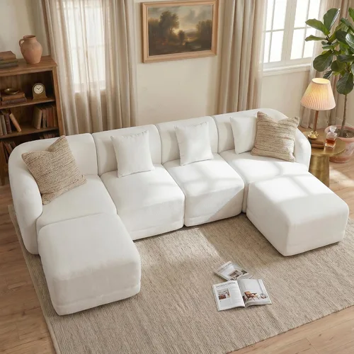 Vista 16 de Sofá modular de 3 plazas sin hueso de 112 pulgadas Blanco