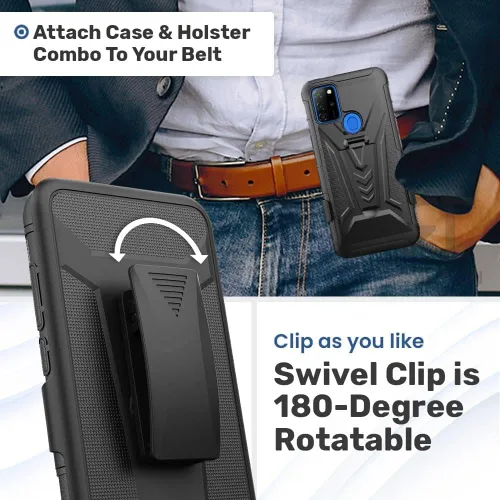 Vista 3 de Funda de doble capa con soporte para TCL A3/A30/Ion Z por Rome Tech Negro