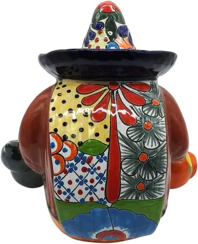 Vista 7 de Pancho Cowboy - Figura grande pintada a mano para interiores y exteriores, multicolor esmaltada (Puebla)