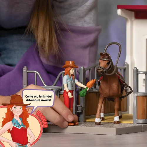 Vista 3 de Schleich Horse Club - Juego de 10 piezas de Hannah y Cayenne - Juguetes de caballo y jinete para niñas y niños con accesorios de equitación - Set