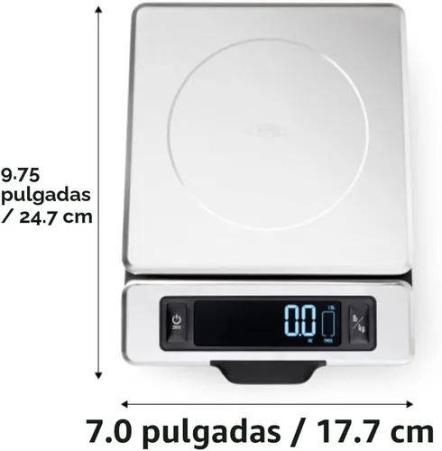 Vista 6 de OXO Good Grips - Báscula de cocina de acero inoxidable de 11 libras con pantalla extraíble, color negro