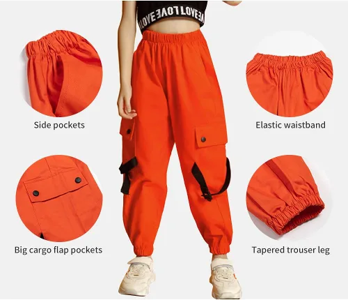 Vista 3 de Pantalones cargo de algodón para niños y niñas, sueltos, para baile de hip hop