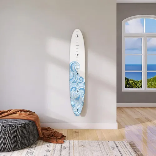 Vista 2 de HEADWATERS STUDIO Tabla de crecimiento de decoración de pared de tabla de surf de madera - Blue Wave