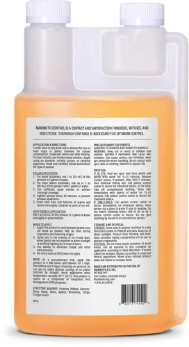 Vista 2 de Mammoth Control - Miticida, fungicida e insecticida concentrado - Hecho con aceite de tomillo (500 ml)
