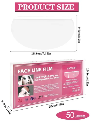 Vista 2 de EBANKU Viseras de ducha para protección facial, 50 unidades, viseras de plástico para la cara, protector para pestañas, protector para maquillaje