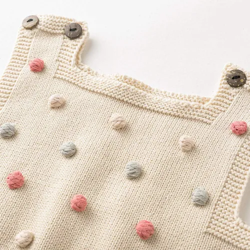 Vista 4 de Simplee kids Mameluco Kint para bebé, sin mangas, con pompones, para recién nacido, para niña