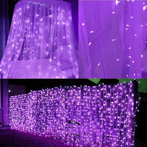 Vista 6 de Guirnalda de luces de 33 pies con 100 luces LED con controlador de modos de memoria, luces extensibles al aire libre para dormitorio, boda, Navidad