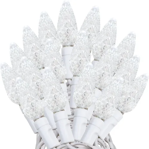 Vista 8 de Novelty Lights - Mini juego de 70 luces C6 LED de Navidad, serie de luces de grado comercial para exteriores, cable verde, 24 pies