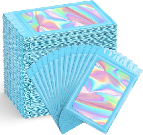 Vista 24 de Funfery Paquete de 300 bolsas resellables para almacenamiento de alimentos, bolsas transparentes de Mylar, bolsa de embalaje, comestibles, bolsa a