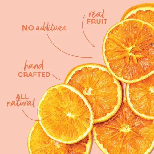 Vista 6 de Ruedas de Naranja Deshidratadas BlueHenry - 3 oz - 20 rodajas - Fruta Natural