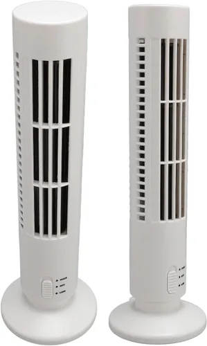 Vista 5 de Tower Fan Portable Fan Table USB Bladeless Quiet Cooling [Brand] Compact Tower Design 2 Speeds for Home Bedroom Desktop Side Table (White)