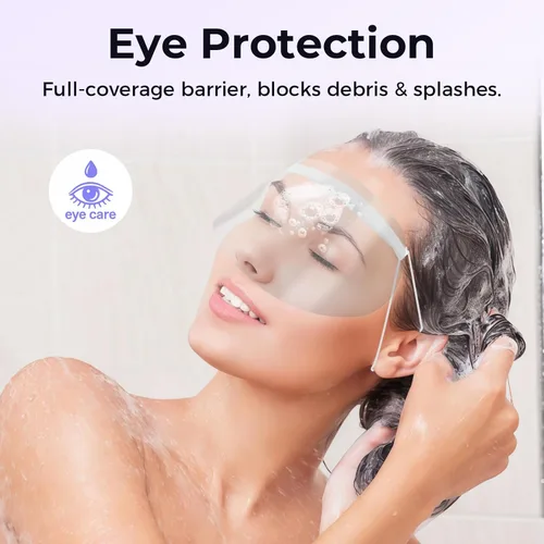 Vista 7 de Wokyo 200 protectores faciales desechables, de plástico transparente, protector para la frente, tinte para el cabello, corte, protección de ojos 200