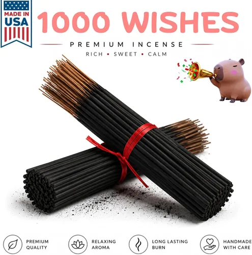 Vista 4 de Varillas de incienso tipo A Thousand Wishes de 9 pulgadas. Los palos de carbón ofrecen una fragancia elegante y duradera. 100 varillas por paquete