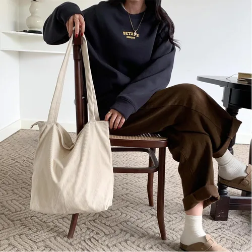 Vista 8 de WantGor Bolso de mano de pana para mujeres, bolsos de hombro estilo hobo grandes, bolsos casuales de gran capacidad para compras y trabajo