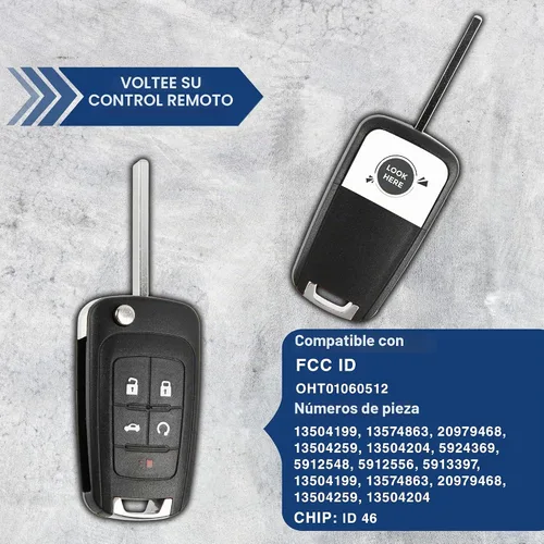 Vista 5 de KeylessOption Llavero de repuesto para 2010 2011 2012 2013 2014 2015 2016 2017 2018 2019 Buick Encore Chevrolet Chevy Camaro Equinox Impala Malibu